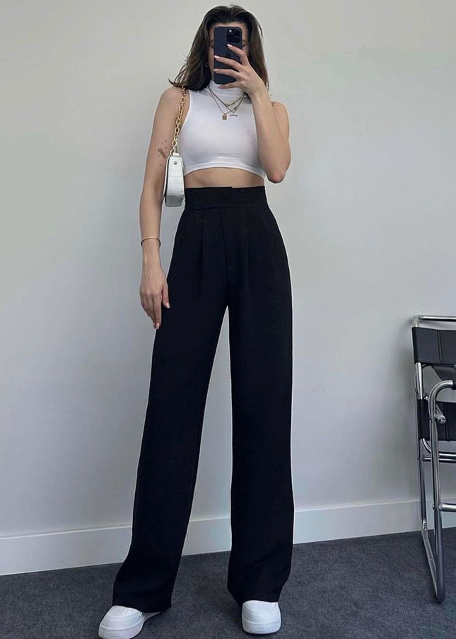 Pantalon Scratch Taille Haute – Coupe Large Élégante
